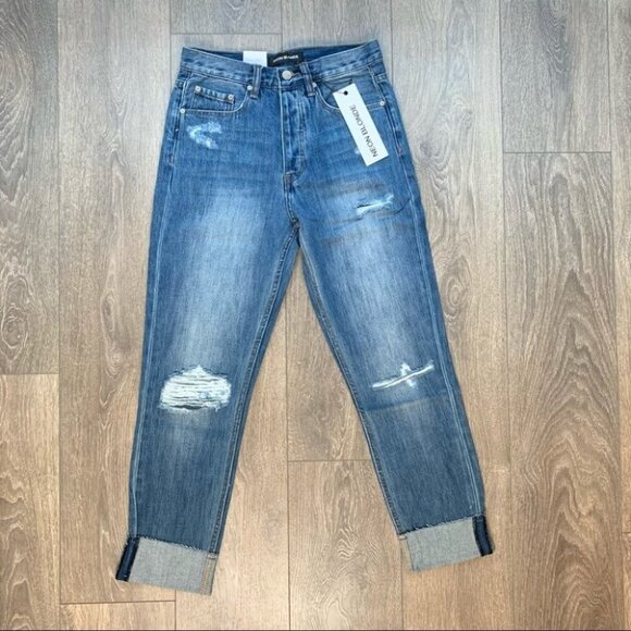 Free People Neon Blonde Jeans Siren High Rise Tapered Straight leg Distressed - Picture 5 of 16